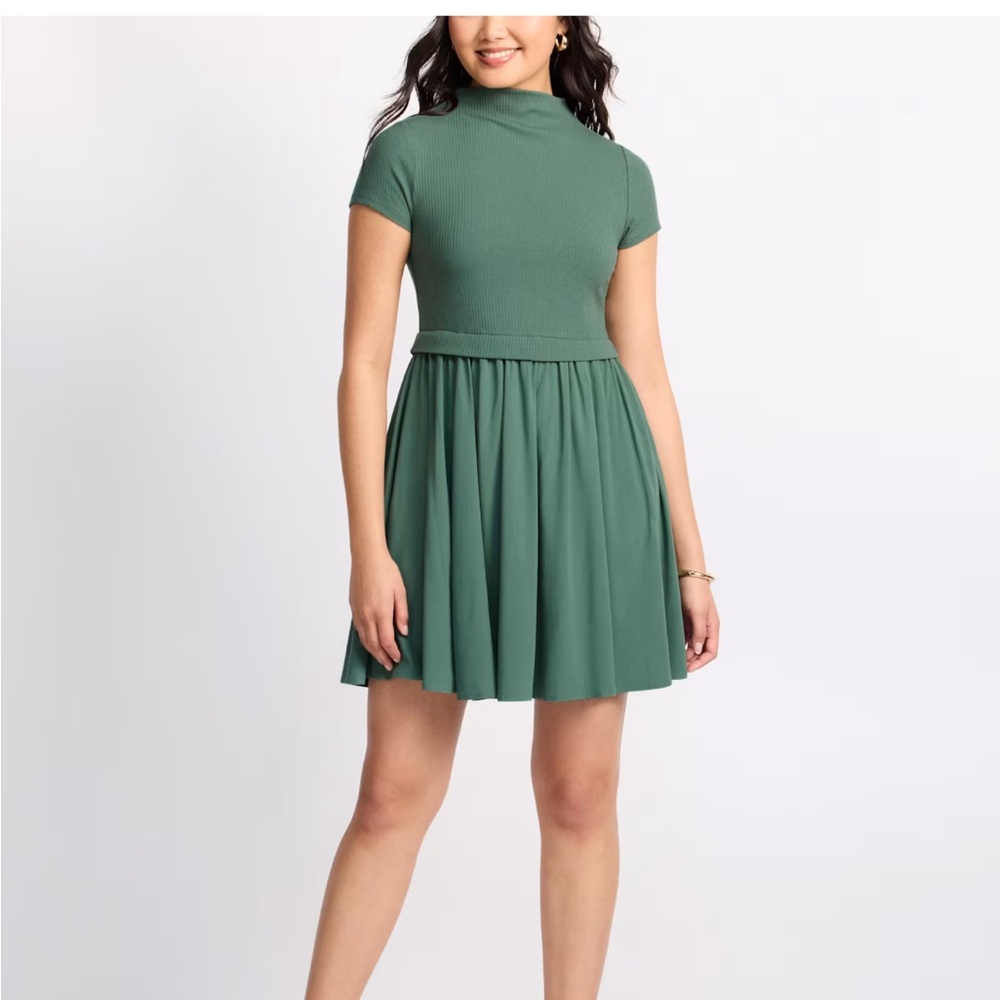 SUGARLIPS Emelda Mock Neck Dress Stitch Fix Dark Green SP New With Tags